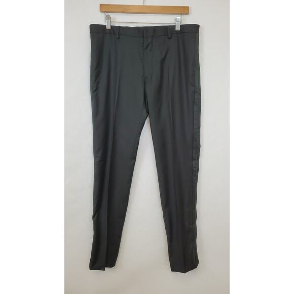 The Kooples Dress Pants Mens US 34 / EUR 50 Wool Side Stripe Black Lined Trouser